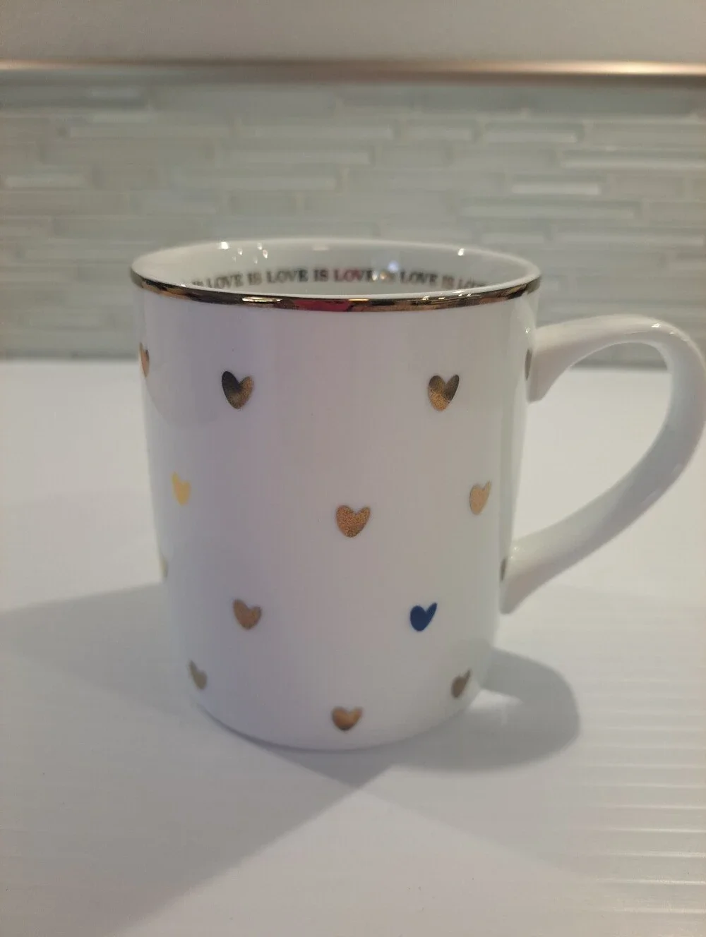 Williams Sonoma Pottery Barn HRC Love Is Love Pride Mug Rainbow Hearts